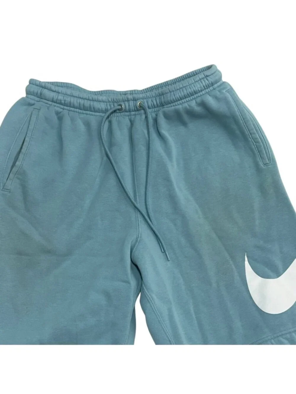 NIKE Club Brushed Fleece Shorts Swoosh Graphic Blue White Sz S FN3906-464